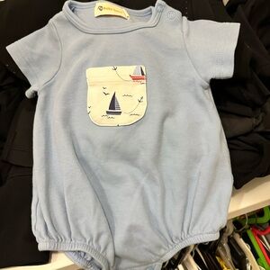 Blue Baby Romper with Nautical Pocket